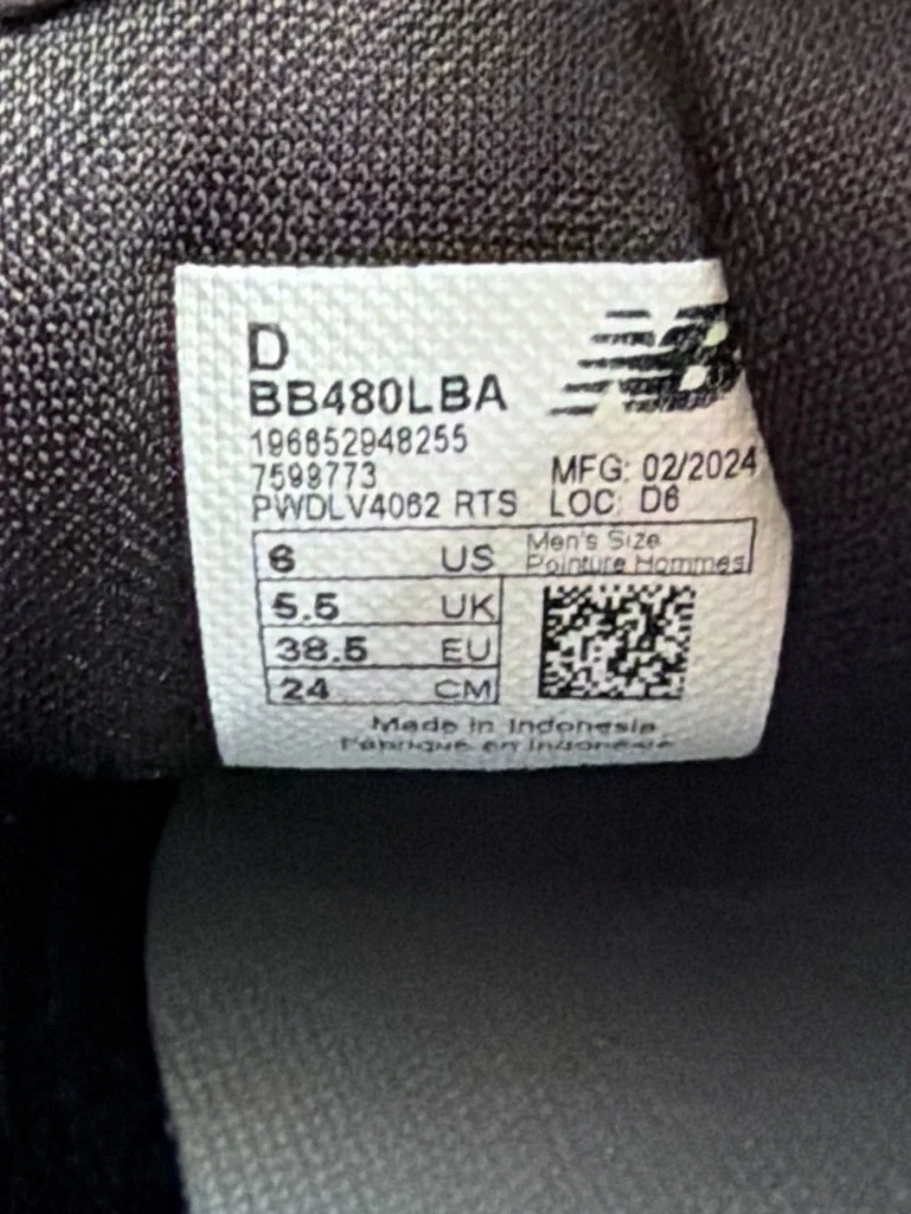 NWT New Balance 480 Black & White Athletic Sneakers women’s size 7.5 (men’s 6)